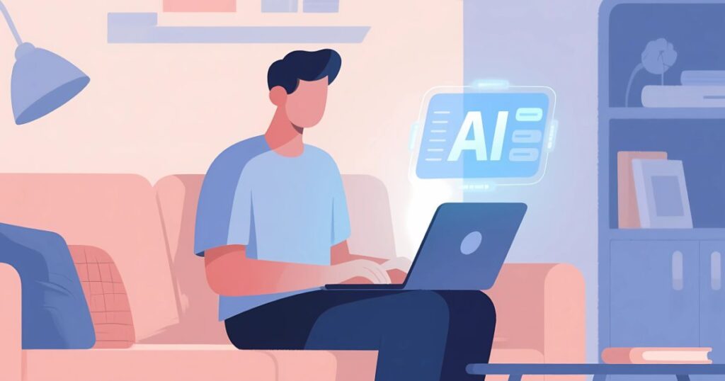 パソコンで作業する男性のイラスト