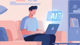 パソコンで作業する男性のイラスト