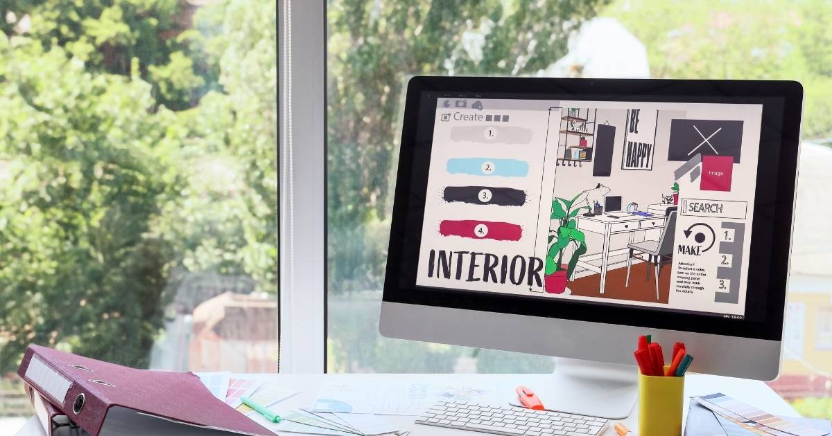 オフィスの上に配置されているデスクトップパソコン